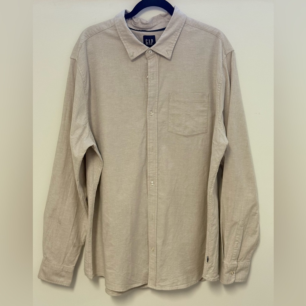 3/$18 GAP Long Sleeves Men's XXL Casual Button Up Shirt Light Grey